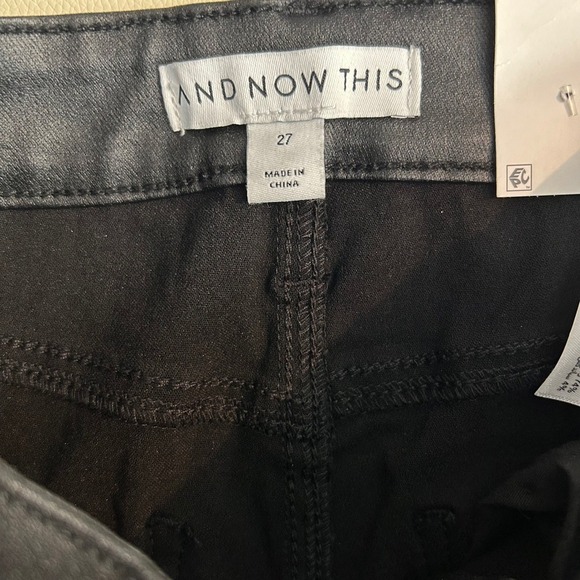 And Now This Coated Flare Leg Jeans High Rise Black Size 27 Faux Leather NWT - Picture 7 of 7